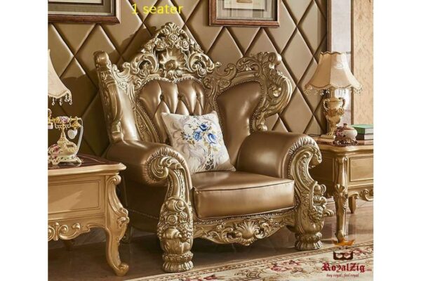 Royal Rose Carving Maharaja Sofa set 3 + 2 + 1 with center table - Image 2
