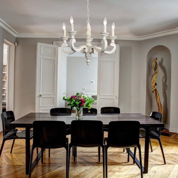Chandelier | MODERN DINE 5 LIGHT ETHNIC WOODEN CHANDELIER - Image 4