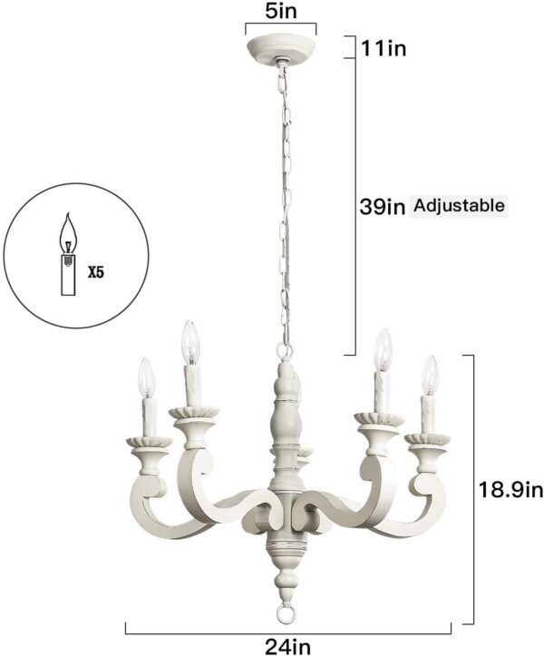 Chandelier | MODERN DINE 5 LIGHT ETHNIC WOODEN CHANDELIER - Image 2