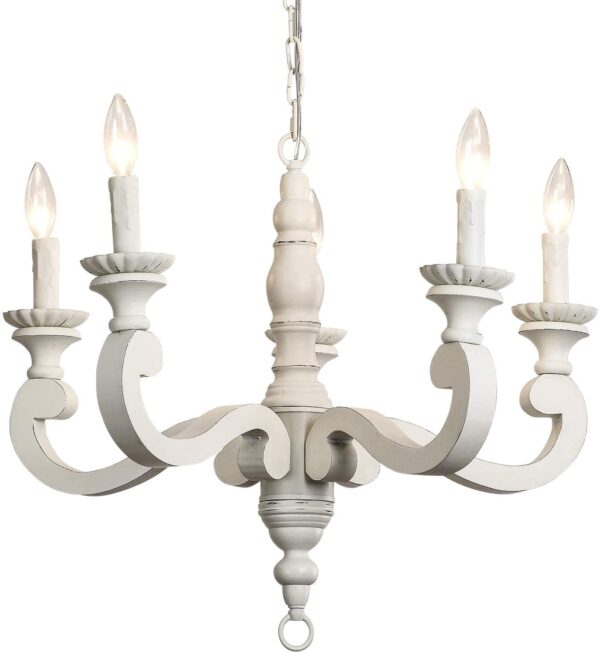 Chandelier | MODERN DINE 5 LIGHT ETHNIC WOODEN CHANDELIER - Image 3