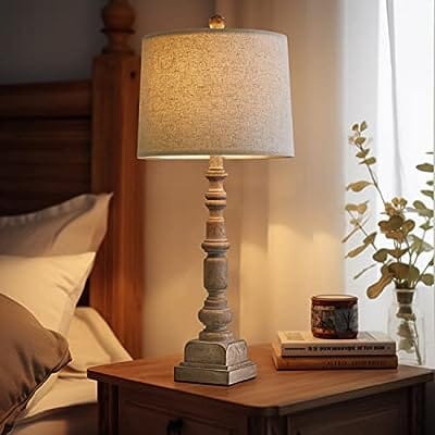 NATURAL WHITE WASH WOODEN TABLE LAMP