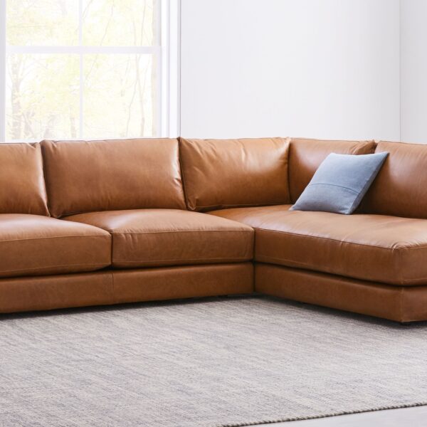 Haven Leather 2-Piece Bumper Chaise Sectional (108") - Image 3