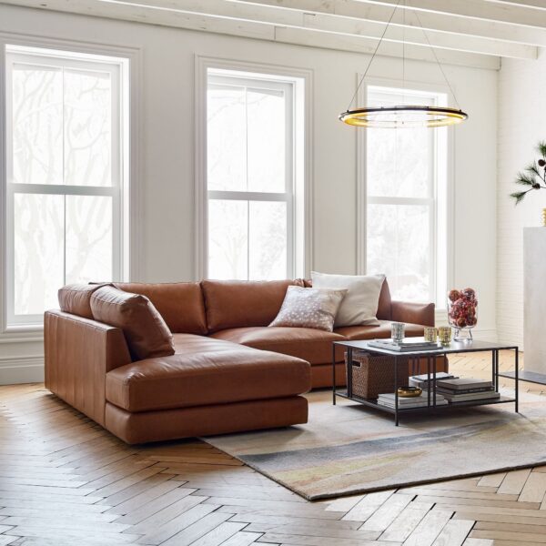 Haven Leather 2-Piece Bumper Chaise Sectional (108") - Image 4