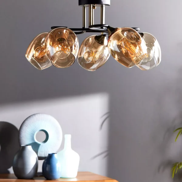 Moissanite 5-Light Glass Ceiling Lamp