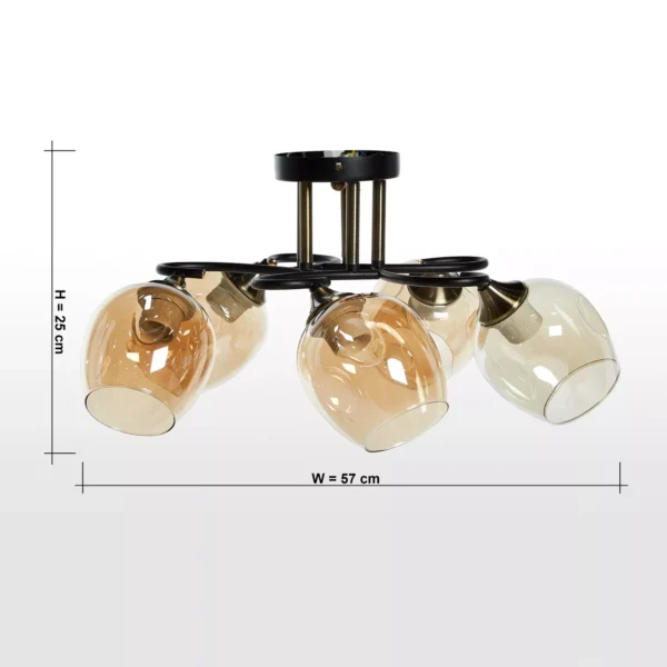 Moissanite 5-Light Glass Ceiling Lamp - Image 2