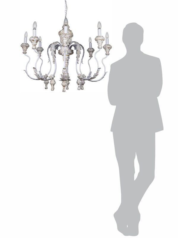 Wooden Chandelier Lighting Chandelier  French Country Chandelier  Charm: Carved Chandelier Distressed White Chandelier Wood Chandelier - Image 4
