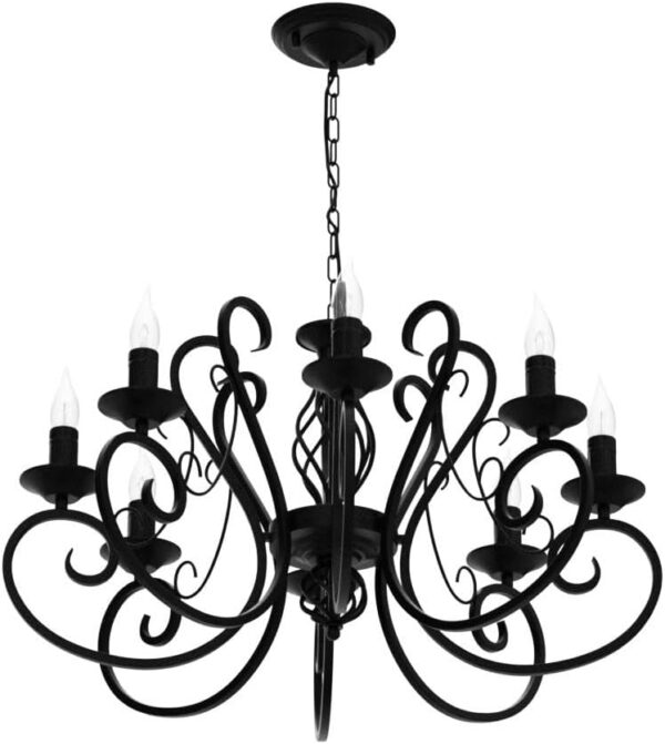 French Country Iron Chandelier Chandeliers, Iron Chandelier8 Lights Kitchen Iron Chandelier Island Candle Iron Black Chandelier, Iron Chandelier Industrial Vintage Pendant Light Fixture Iron Chandelier for Farmhouse, Iron Chandelier Dining Room,  Iron Chandelier Bedroom, Iron ChandelierFoyer - Image 8