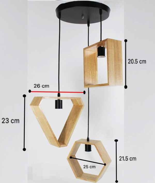 Modern Pendant Light, Creative Geometric, Nordic Wood Frame Pendant Lamp, - Image 5