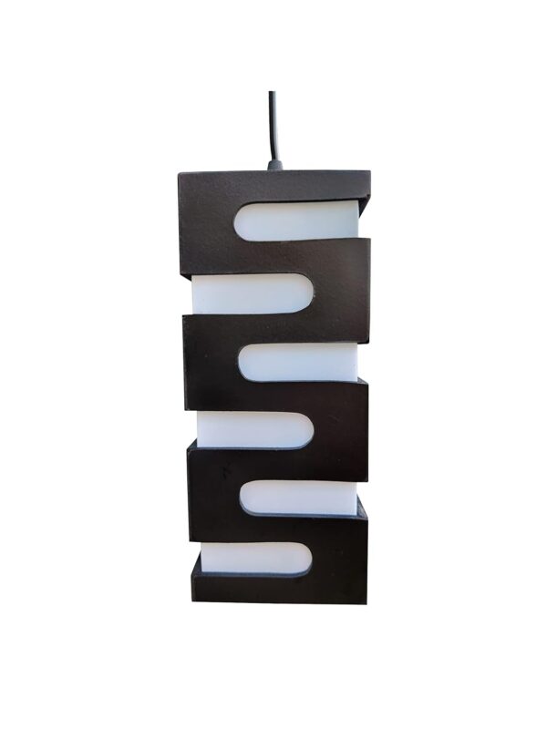 Wooden Rectangular Hanging Pendant Ceiling Lamp (Black) - Image 2