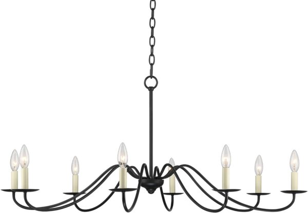 Iron Works Iron Chandelier Marine Iron Chandelier Black Hanging Iron Chandelier Chandelier Lighting Iron Chandelier 42" Wide Farmhouse Rustic Bent Arms 8-Light Fixture for Dining Room Living House Home Foyer Kitchen Island Entryway High Ceilings - Image 9