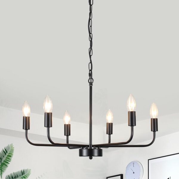 Matte Black Iron Chandelier Chandelier Iron Chandelier 6 Light Black Iron Chandelier Farmhouse Iron Chandelier Chandeliers for Dining Room Industrial Iron Pendant Iron Chandelier Light Fixtures Iron Chandelier for Living Room Bedroom Kitchen Office Hallway Entryway