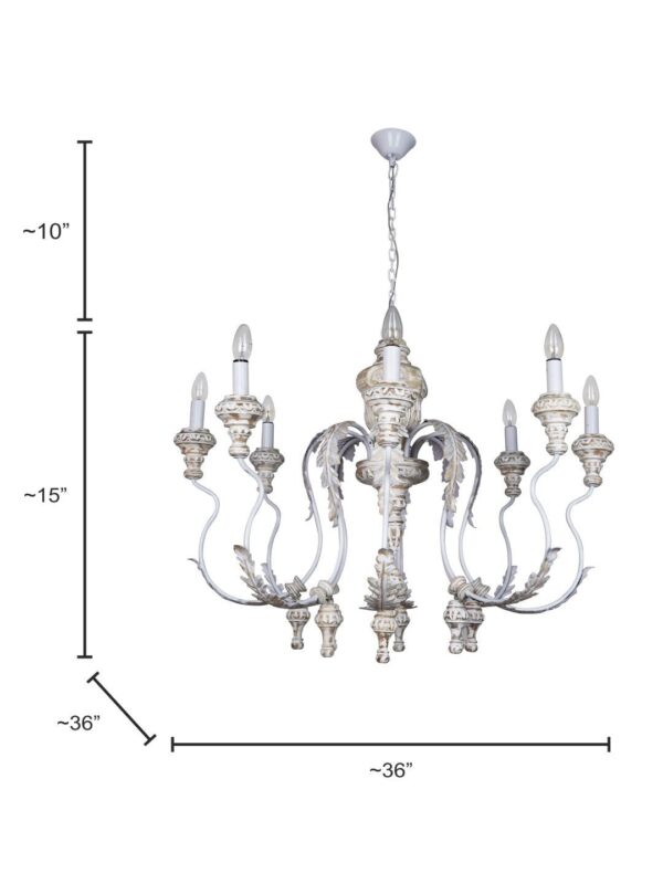 Wooden Chandelier Lighting Chandelier  French Country Chandelier  Charm: Carved Chandelier Distressed White Chandelier Wood Chandelier - Image 3