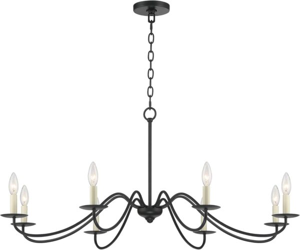 Iron Works Iron Chandelier Marine Iron Chandelier Black Hanging Iron Chandelier Chandelier Lighting Iron Chandelier 42" Wide Farmhouse Rustic Bent Arms 8-Light Fixture for Dining Room Living House Home Foyer Kitchen Island Entryway High Ceilings - Image 4