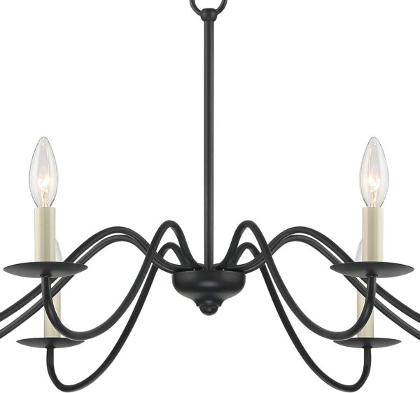 Iron Works Iron Chandelier Marine Iron Chandelier Black Hanging Iron Chandelier Chandelier Lighting Iron Chandelier 42" Wide Farmhouse Rustic Bent Arms 8-Light Fixture for Dining Room Living House Home Foyer Kitchen Island Entryway High Ceilings - Image 5