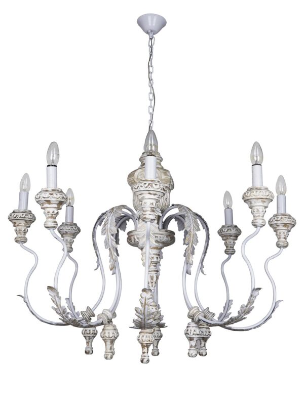 Wooden Chandelier Lighting Chandelier  French Country Chandelier  Charm: Carved Chandelier Distressed White Chandelier Wood Chandelier - Image 5