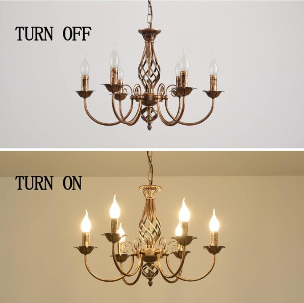 Farmhouse Iron Chandelier Bronze, Rustic 6 Light Iron French Country Iron Chandelier Pendant Light Fixture, Vintage Metal Chandelier for Dining Room Kitchen Living Room - Image 3