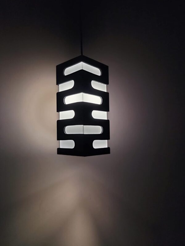 Wooden Rectangular Hanging Pendant Ceiling Lamp (Black) - Image 4