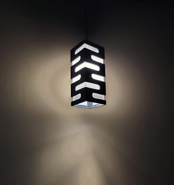 Wooden Rectangular Hanging Pendant Ceiling Lamp (Black) - Image 6