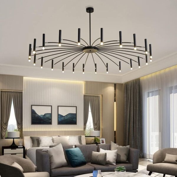 24-Light Modernism Black Chandelier LED Unique Ceiling Light Decorative Ceiling Hanging Light for Bedroom Restaurant Living Room - Image 3