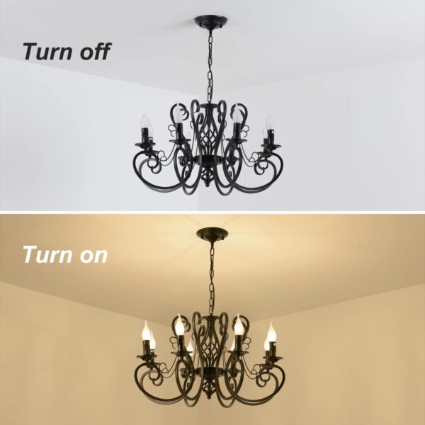 French Country Iron Chandelier Chandeliers, Iron Chandelier8 Lights Kitchen Iron Chandelier Island Candle Iron Black Chandelier, Iron Chandelier Industrial Vintage Pendant Light Fixture Iron Chandelier for Farmhouse, Iron Chandelier Dining Room,  Iron Chandelier Bedroom, Iron ChandelierFoyer - Image 10
