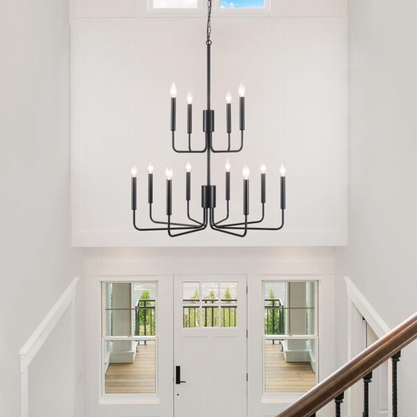 Chandelier 15-Light Industrial Iron Candle Chandelier Modern Suspended Farmhouse Chandeliers Pendant Light Fixtures for Dining Room Bedroom Living Room Kitchen Island Foyer E12 Bulb - Image 3