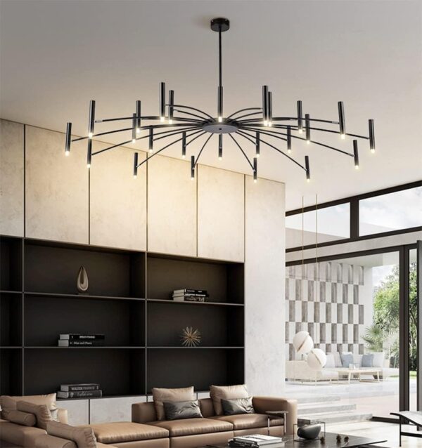24-Light Modernism Black Chandelier LED Unique Ceiling Light Decorative Ceiling Hanging Light for Bedroom Restaurant Living Room - Image 6
