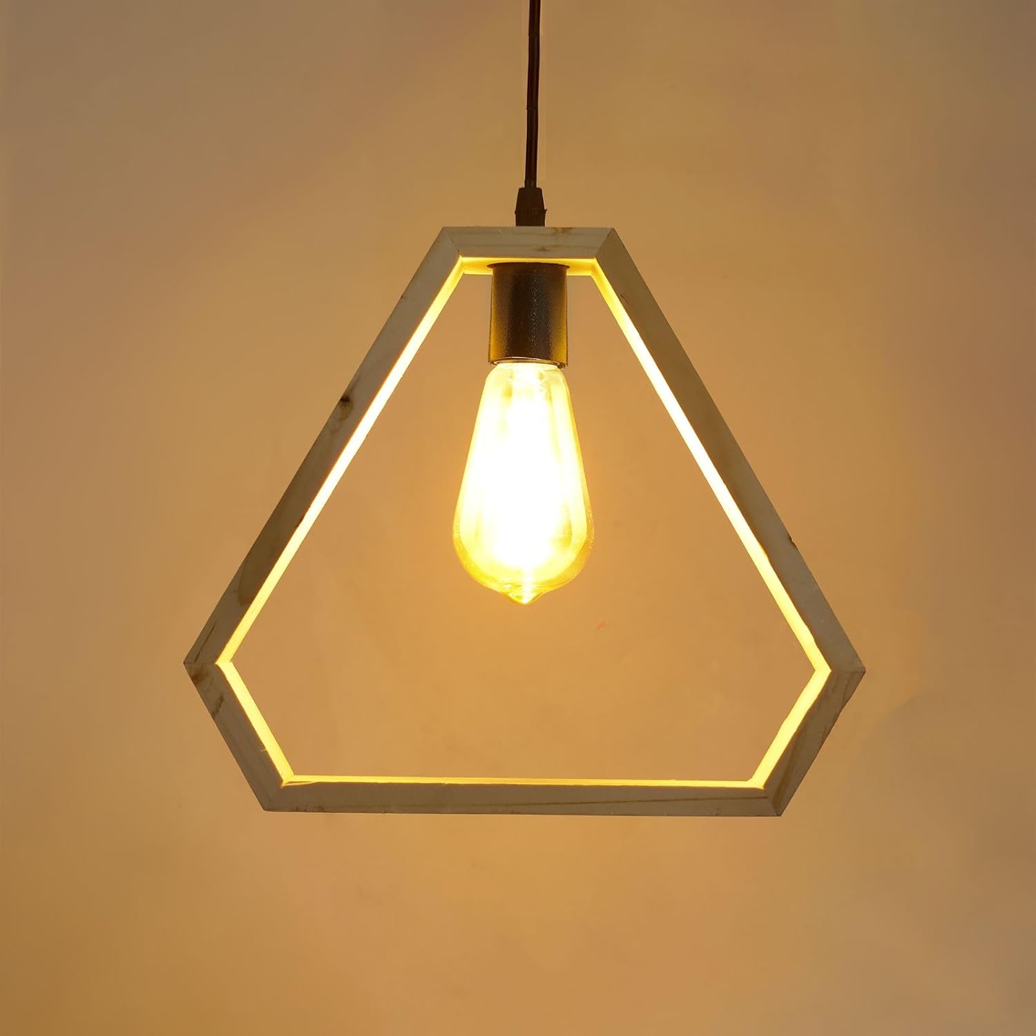 Modern Triangle Shape Wooden Hanging Pendant Ceiling Lamp Light