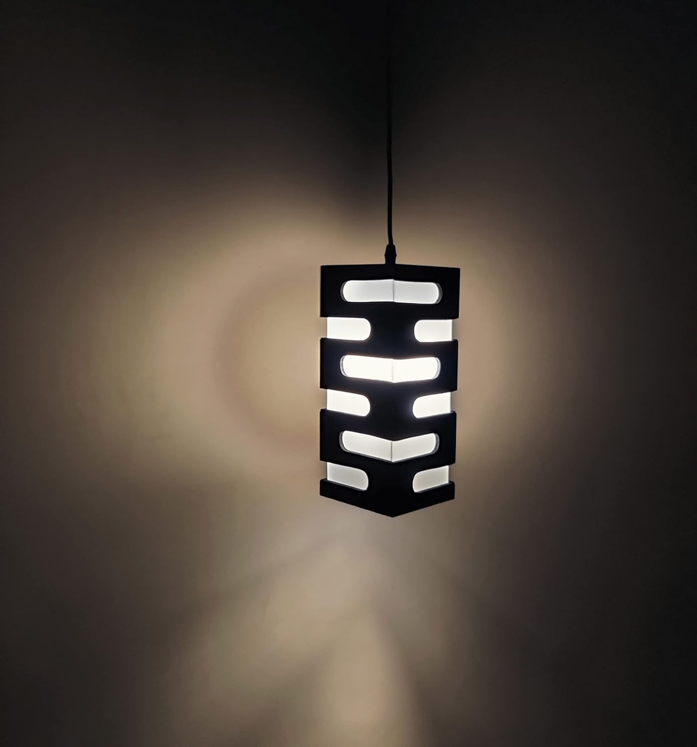 Wooden Rectangular Hanging Pendant Ceiling Lamp (Black)