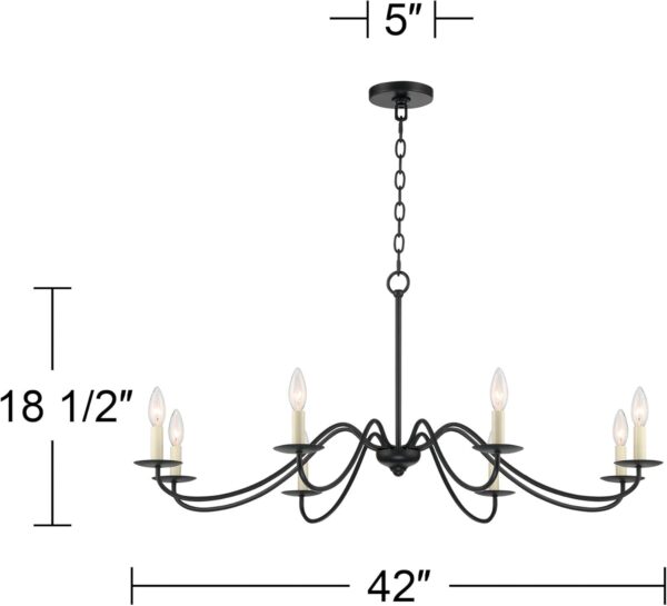 Iron Works Iron Chandelier Marine Iron Chandelier Black Hanging Iron Chandelier Chandelier Lighting Iron Chandelier 42" Wide Farmhouse Rustic Bent Arms 8-Light Fixture for Dining Room Living House Home Foyer Kitchen Island Entryway High Ceilings - Image 7