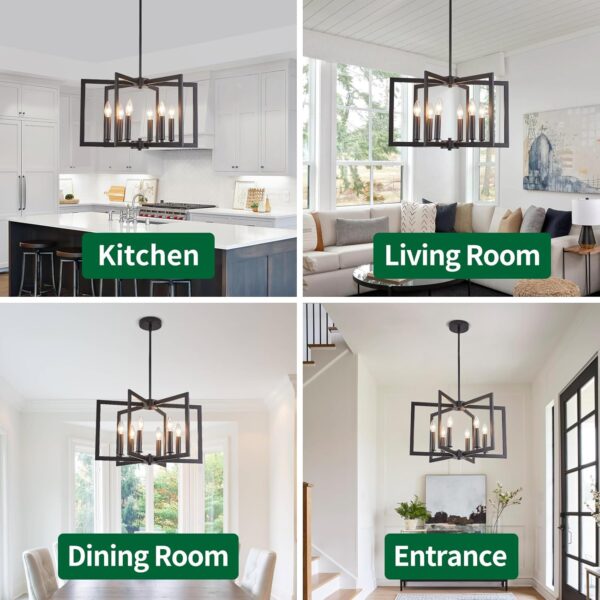 Iron Chandelier Room Iron Chandelier Light Fixture Iron Chandelier, Modern Iron Chandelier Black Chandelier Farmhouse Iron Chandelier Metal Pendant Iron Chandelier Light Iron Chandelier for Foyer Enteyway Iron Chandelier Living Room Iron Chandelier Kitchen Island, 6 Wrought Iron - Image 4