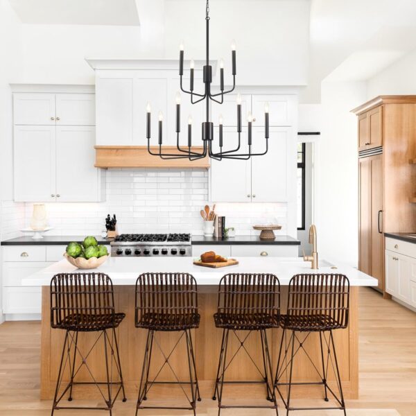 Chandelier 15-Light Industrial Iron Candle Chandelier Modern Suspended Farmhouse Chandeliers Pendant Light Fixtures for Dining Room Bedroom Living Room Kitchen Island Foyer E12 Bulb - Image 8