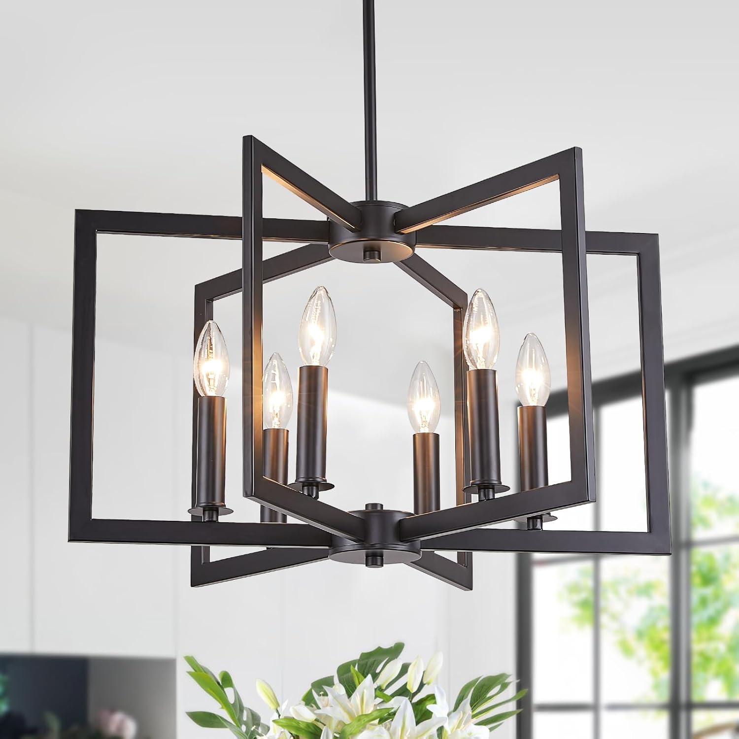 Iron Chandelier Room Iron Chandelier Light Fixture Iron Chandelier, Modern Iron Chandelier Black Chandelier Farmhouse Iron Chandelier Metal Pendant Iron Chandelier Light Iron Chandelier for Foyer Enteyway Iron Chandelier Living Room Iron Chandelier Kitchen Island, 6 Wrought Iron