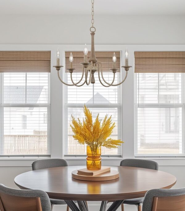 5-Light Chandelier  French Chandelier  Country Chandelier, Adjustable Height Chandelier , Smoked Chandelier Finish Chandelier  - Image 3