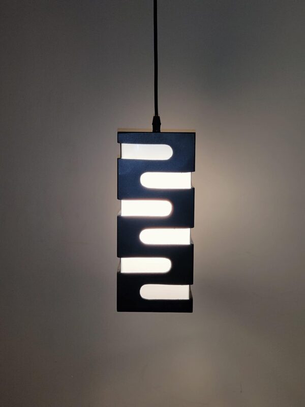 Wooden Rectangular Hanging Pendant Ceiling Lamp (Black) - Image 5