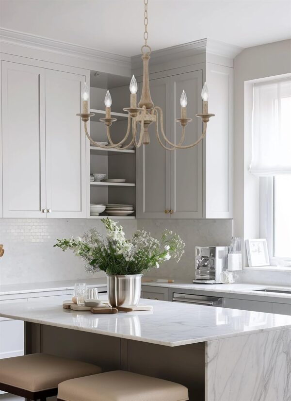 5-Light Chandelier  French Chandelier  Country Chandelier, Adjustable Height Chandelier , Smoked Chandelier Finish Chandelier  - Image 6