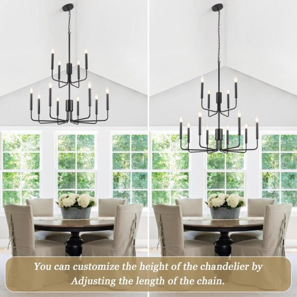 Chandelier 15-Light Industrial Iron Candle Chandelier Modern Suspended Farmhouse Chandeliers Pendant Light Fixtures for Dining Room Bedroom Living Room Kitchen Island Foyer E12 Bulb - Image 7
