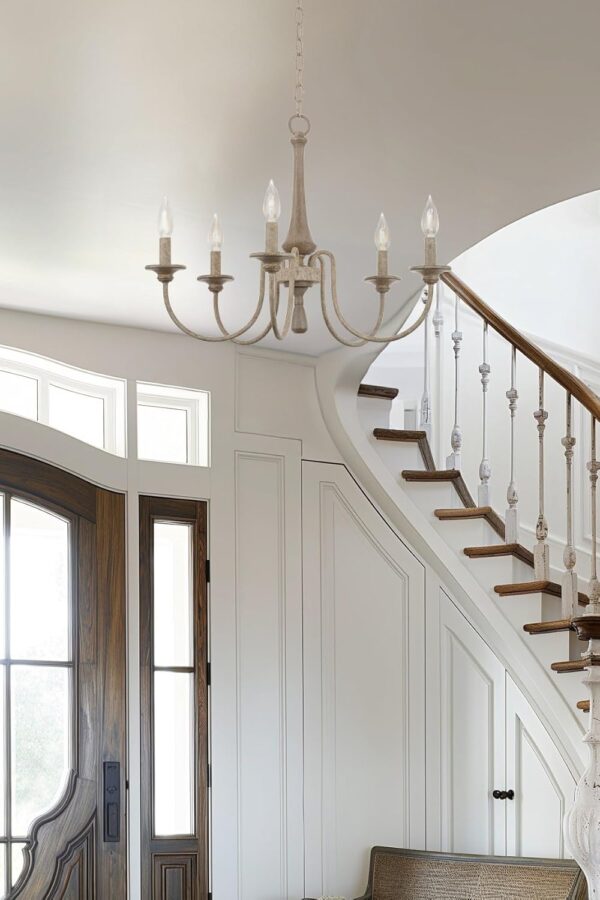 5-Light Chandelier  French Chandelier  Country Chandelier, Adjustable Height Chandelier , Smoked Chandelier Finish Chandelier  - Image 4