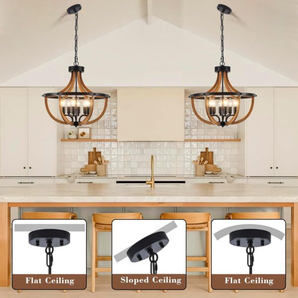 Black Farmhouse Chandelier Cage Chandelier Chandelier for Dining Room Chandelier , 6-Light Vintage Chandelier Round Pendant Chandelier Light Fixture Chandelier Adjustable Chandelier Hanging Chandelier for Kitchen Chandelier Island Foyer Chandelier  - Image 5