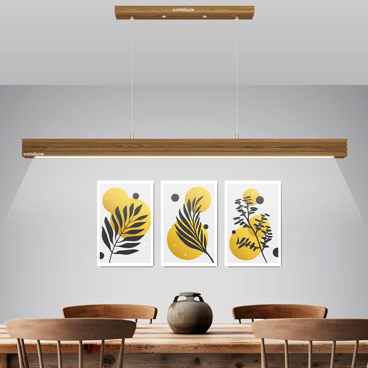 Linear Wooden Pendant Light