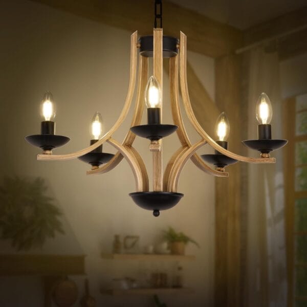 Rustic Chandelier Faux Wooden Chandelier Farmhouse Chandeliers for Dining Room Chandelier, Modern Living Room Chandelier Light Fixture Chandelier, Dining Chandeliers Over Table