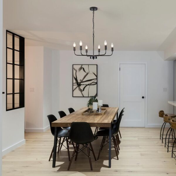 Matte Black Iron Chandelier Chandelier Iron Chandelier 6 Light Black Iron Chandelier Farmhouse Iron Chandelier Chandeliers for Dining Room Industrial Iron Pendant Iron Chandelier Light Fixtures Iron Chandelier for Living Room Bedroom Kitchen Office Hallway Entryway - Image 7
