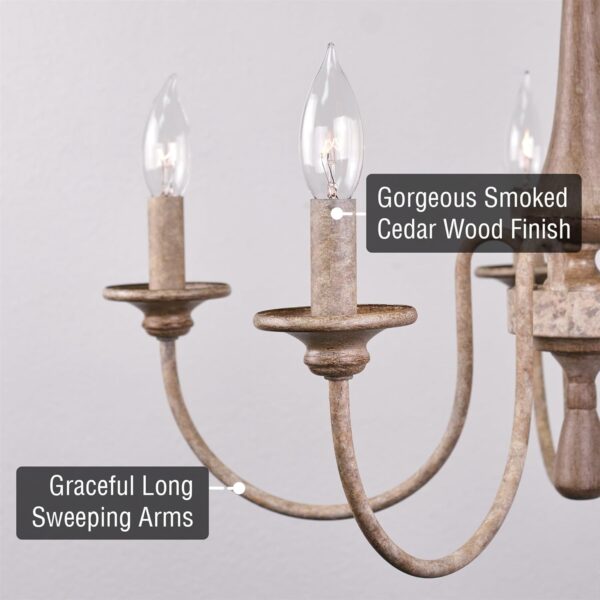 5-Light Chandelier  French Chandelier  Country Chandelier, Adjustable Height Chandelier , Smoked Chandelier Finish Chandelier  - Image 7