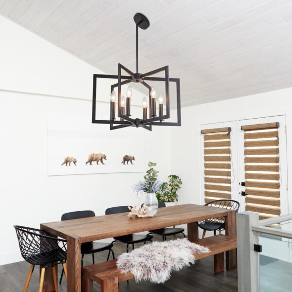 Iron Chandelier Room Iron Chandelier Light Fixture Iron Chandelier, Modern Iron Chandelier Black Chandelier Farmhouse Iron Chandelier Metal Pendant Iron Chandelier Light Iron Chandelier for Foyer Enteyway Iron Chandelier Living Room Iron Chandelier Kitchen Island, 6 Wrought Iron - Image 3