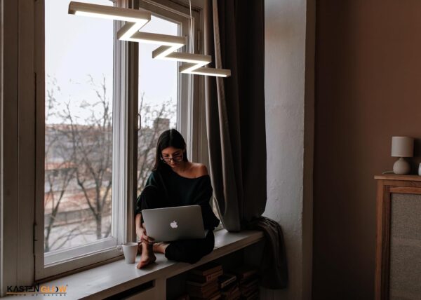 Linear Zig Zag Wooden Pendant Light Adjustable Hanging Ceiling Light in Acrylic Shade for Restaurant Cafe Bar Kitchen Dining Room Living Room - Image 2