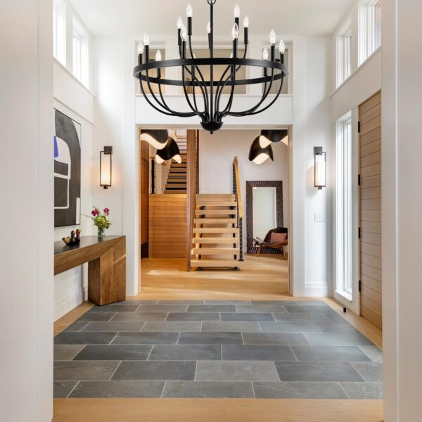 Black Chandelier 15-Light Industrial Iron Candle Chandelier Modern Suspended Farmhouse Chandeliers - Image 2