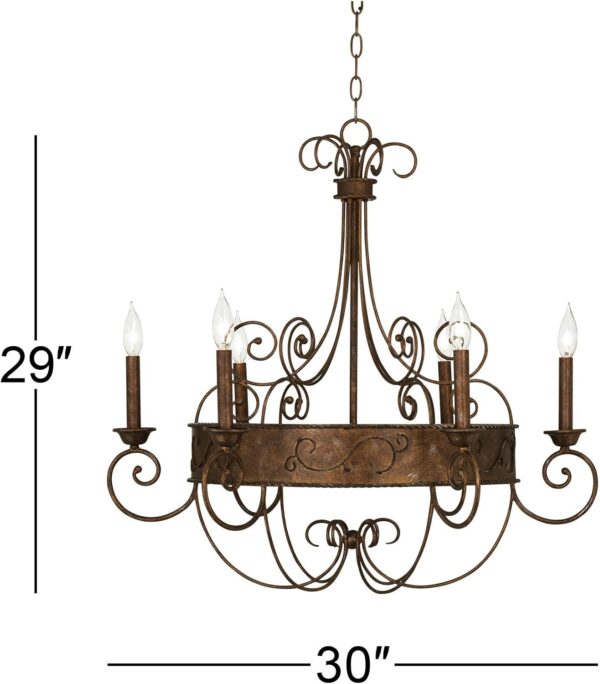 Rust  Iron Chandelier Bronze  Iron Chandelier Candelabra Chandelier  Iron Chandelier Lighting Iron Chandelier 30" Wide Rustic Farmhouse Industrial 6-Light Fixture for Dining Iron Chandelier Room Iron Chandelier House Foyer  Iron Chandelier Entryway Kitchen Bedroom Living Room High - Image 6