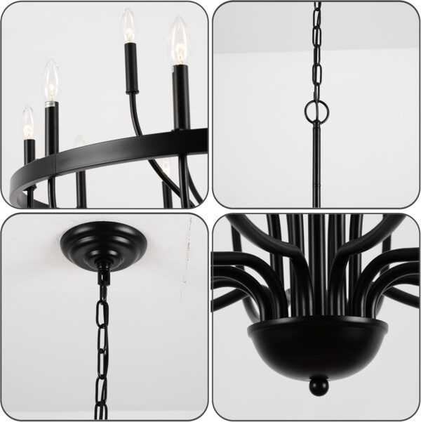 Black Chandelier 15-Light Industrial Iron Candle Chandelier Modern Suspended Farmhouse Chandeliers - Image 5