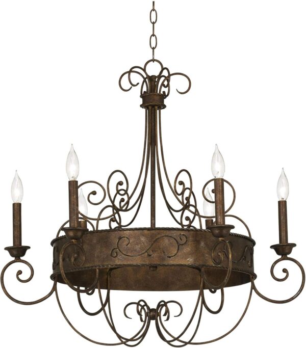 Rust  Iron Chandelier Bronze  Iron Chandelier Candelabra Chandelier  Iron Chandelier Lighting Iron Chandelier 30" Wide Rustic Farmhouse Industrial 6-Light Fixture for Dining Iron Chandelier Room Iron Chandelier House Foyer  Iron Chandelier Entryway Kitchen Bedroom Living Room High - Image 5