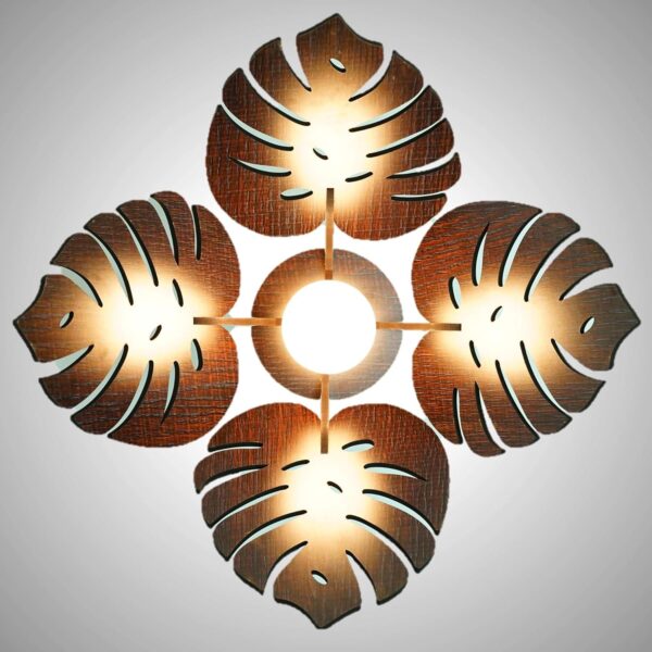 Electric Antique Wooden Ceiling Hanging lamp with Gold Bulb - Image 2
