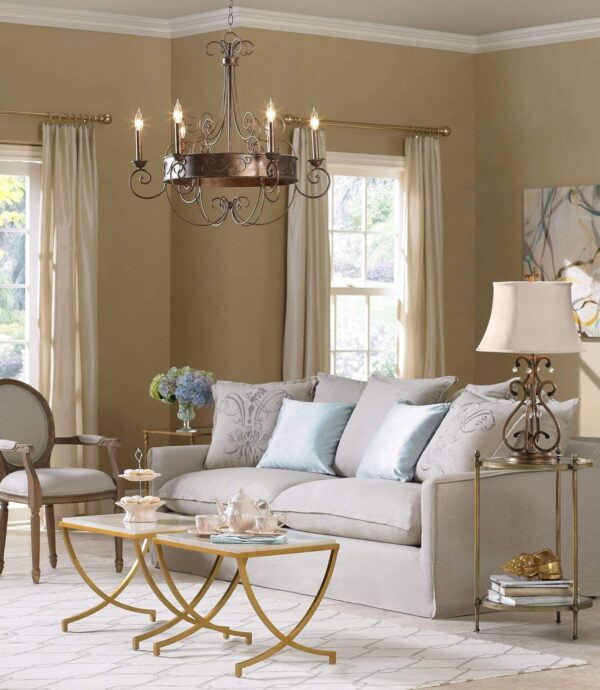 Rust  Iron Chandelier Bronze  Iron Chandelier Candelabra Chandelier  Iron Chandelier Lighting Iron Chandelier 30" Wide Rustic Farmhouse Industrial 6-Light Fixture for Dining Iron Chandelier Room Iron Chandelier House Foyer  Iron Chandelier Entryway Kitchen Bedroom Living Room High - Image 2